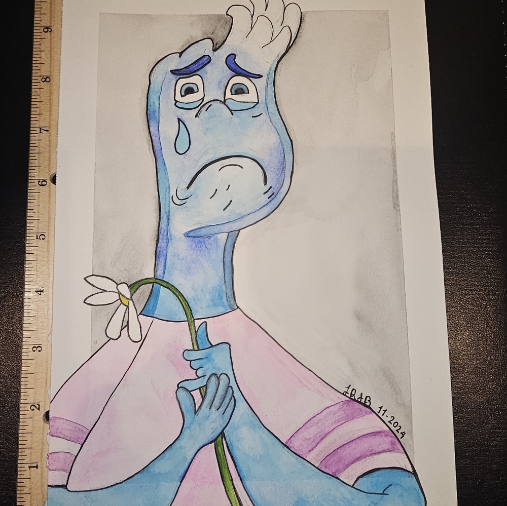 Pixar Elemental Wade Inspired Watercolor Original Painting On 7" X 10"